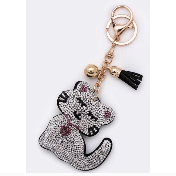 Accessories - Cute Cat Rhinestone Tassel Keychain/Purse Charm